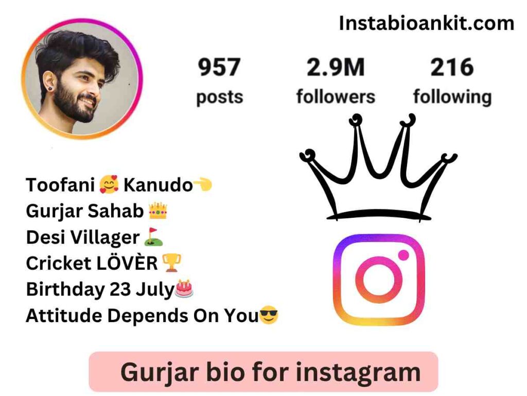Gurjar bio for instagram