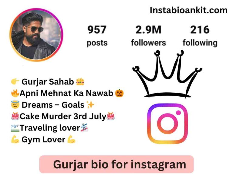 Gurjar bio for instagram